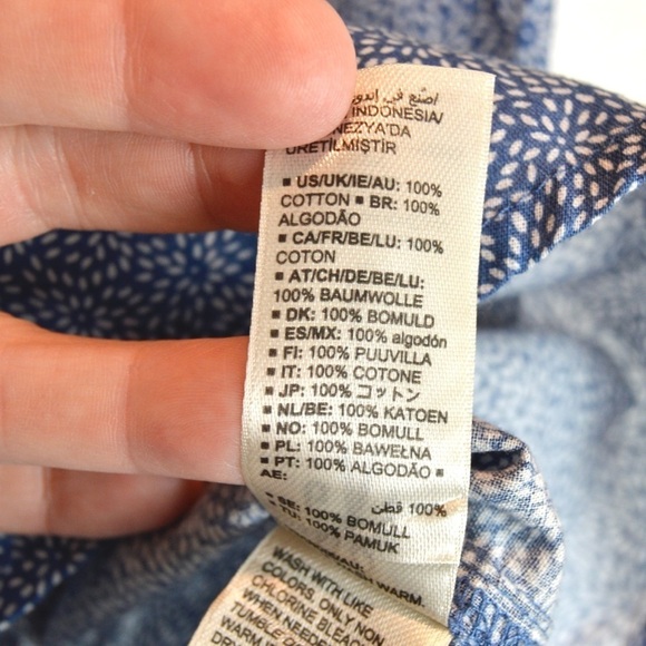 Goodthreads Cotton Short-Sleeve Tunic Button Down Shirt, Indigo Floral - Large - Picture 9 of 9